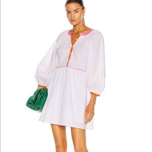 Staud Mini Demi Dress white with colored piping